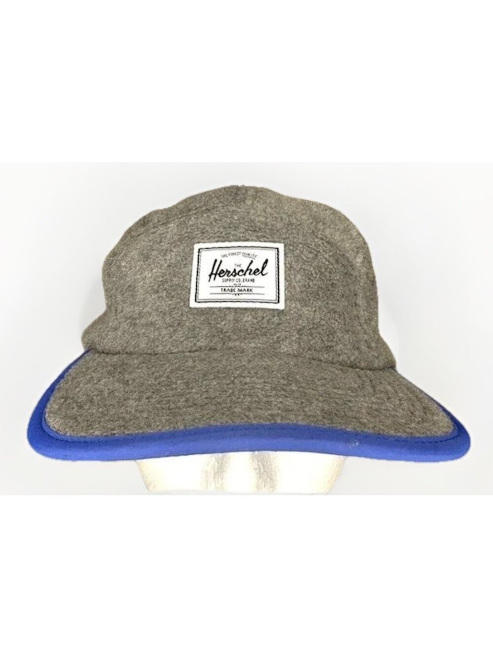 Herschel Supply Co Hat Gray Fleece 5 Panel Camp Cap Adjustable Strapback Outdoor